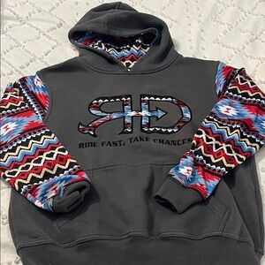 Rocket Donkey Rodeo, Barrel Race brandStylish Gray and Multicolor Women's Hoodie